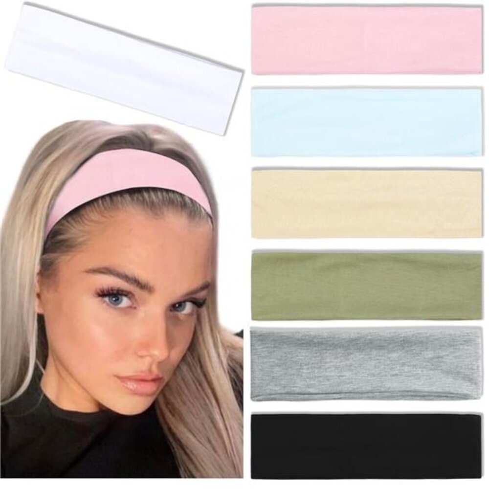 Women Headbands Set 7PCS Non Slip Elastic Cotton Hair Bands for Yoga Workout Spo